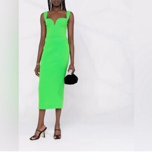 Alex Perry Spencer Stretch Crepe Sweetheart Neckline Midi Green Dress
